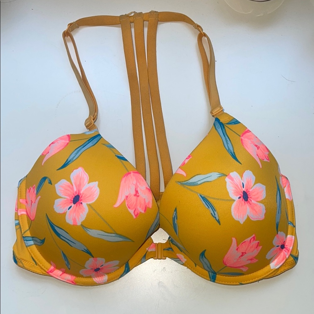 Victoria's Secret Yellow and Pink Floral Push Up Bra